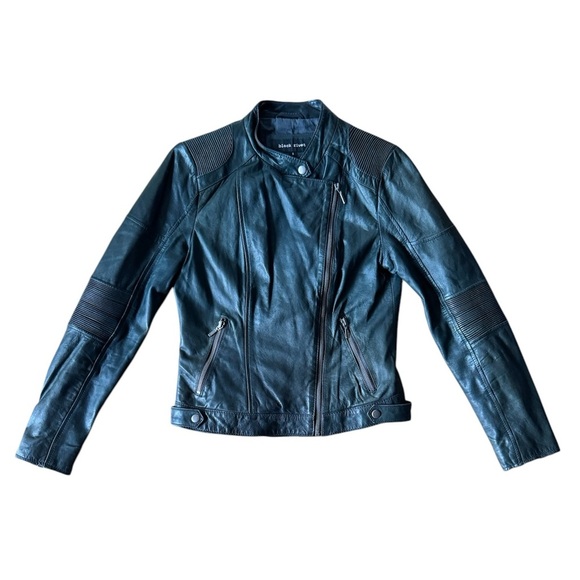 Black Rivet Jackets & Blazers - Black Rivet Small Green Distressed Leather Moto Jacket Full Zip Biker